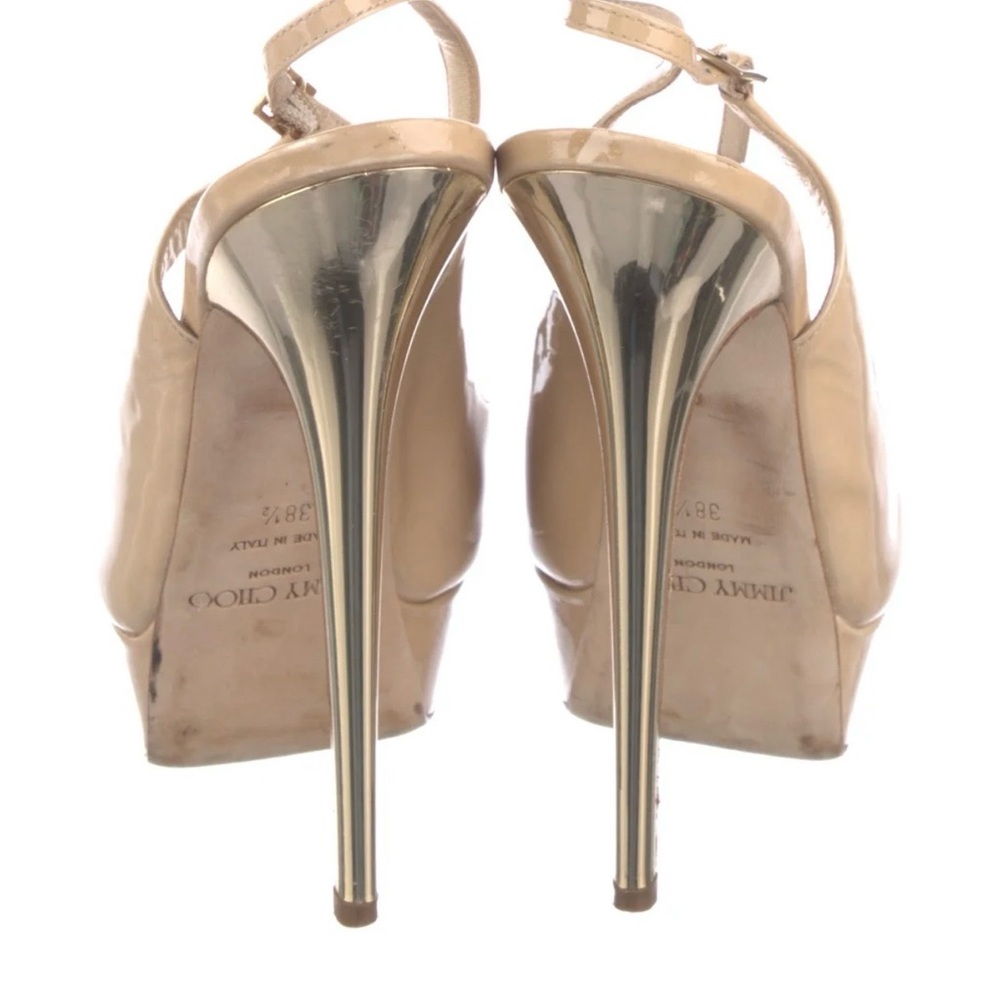 Jimmy Choo Beige Patent Leather Platform Peep-Toe Slingbacks make your offer !!! - Picture 3 of 5